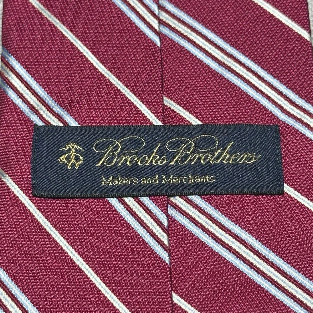 Brooks Brothers Red Gold & Silver‎ Striped Tie Woven Italian Silk USA Made